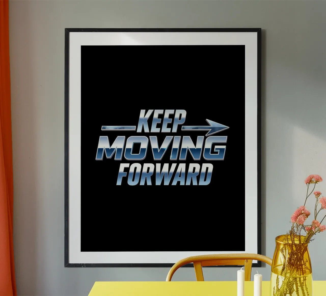Continuare ad andare avanti - Tipografia motivazionale poster con telaio in alluminio da inspirational quote
