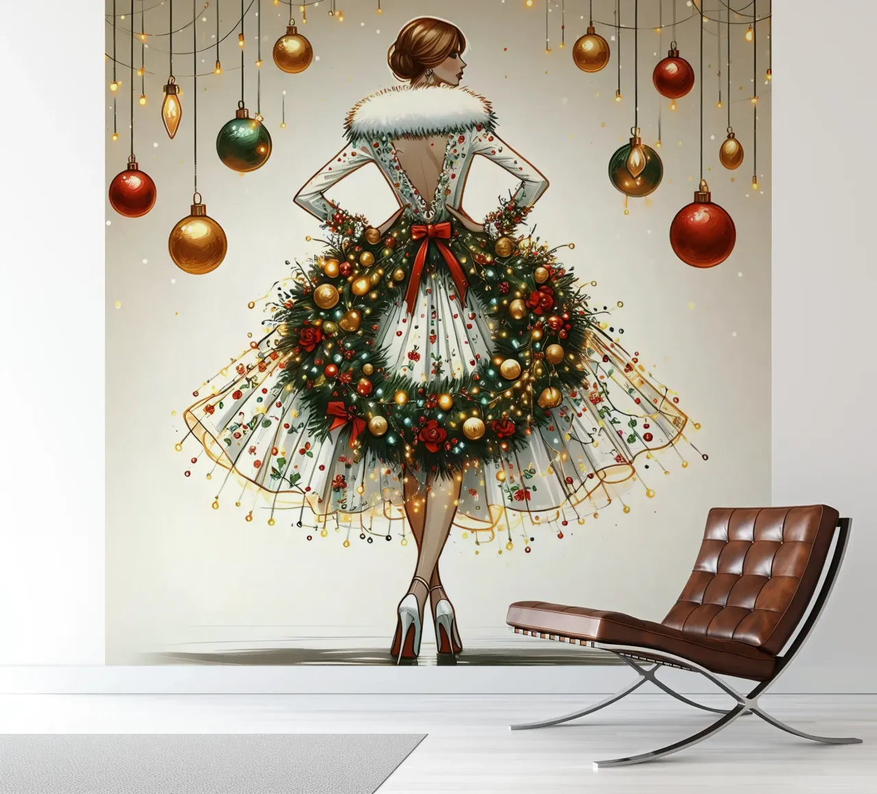Kerstkrans fotobehang van ARTOMATIC