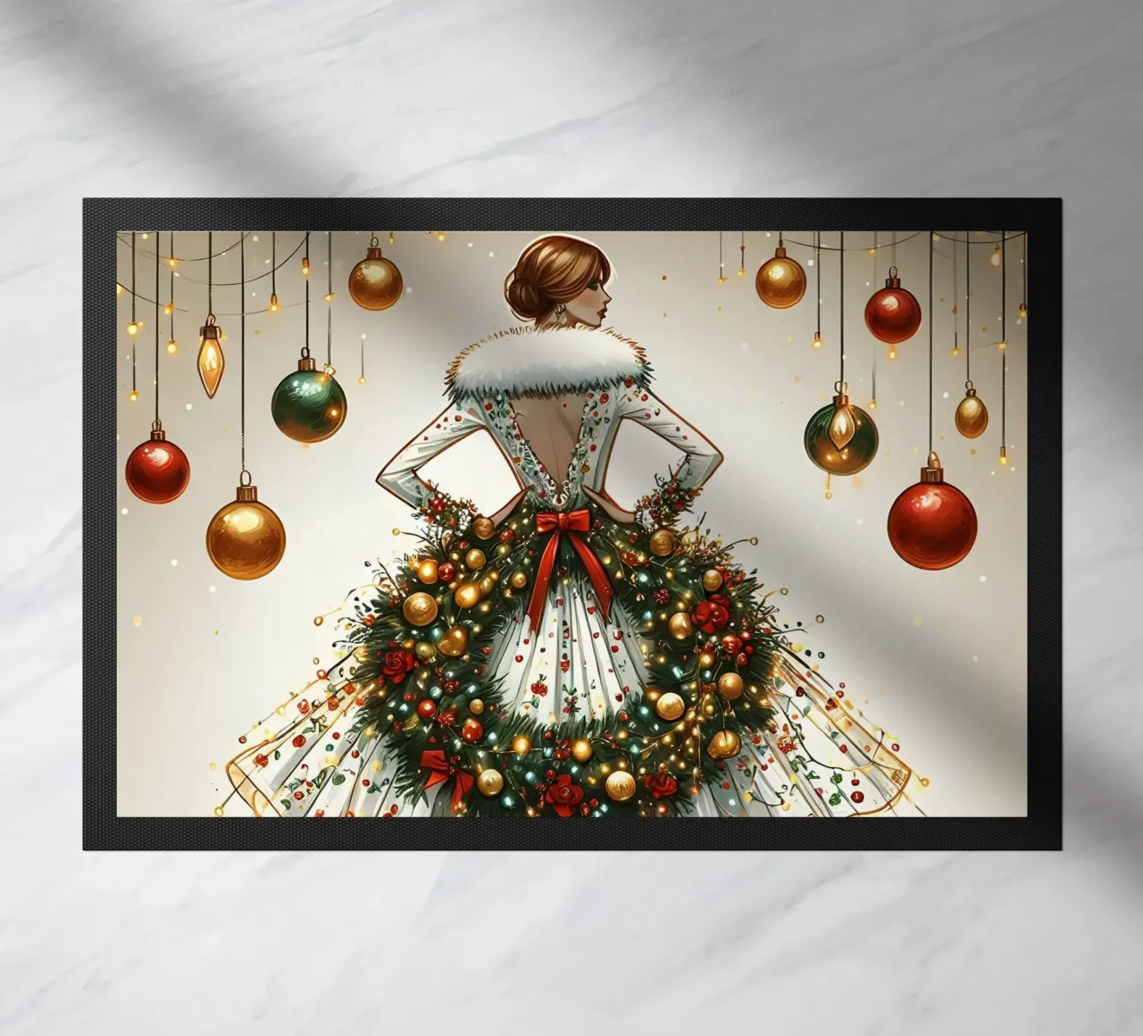 Weihnachtskranz Fußmatte von ARTOMATIC