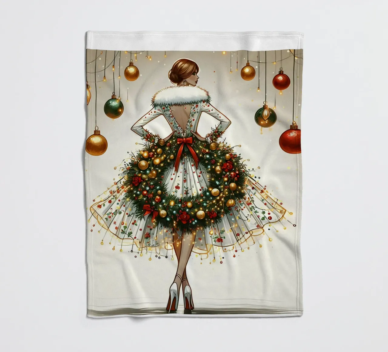 Christmas Wreath fleece blanket by ARTOMATIC