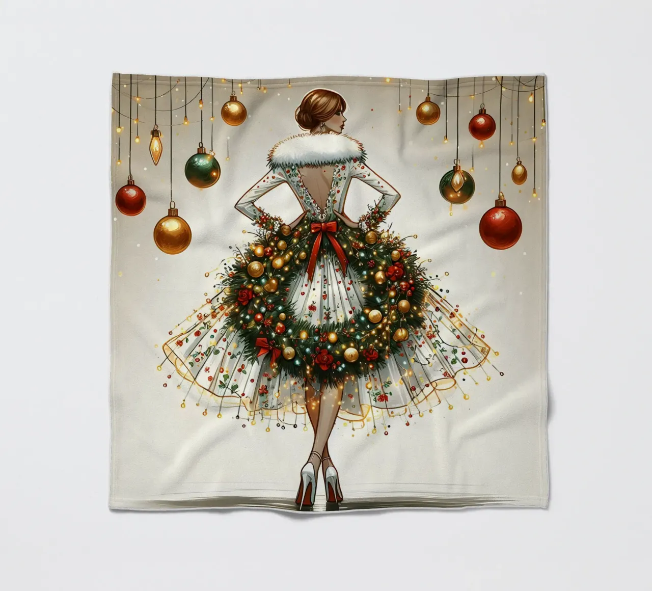 Christmas Wreath Fleecedecke von ARTOMATIC