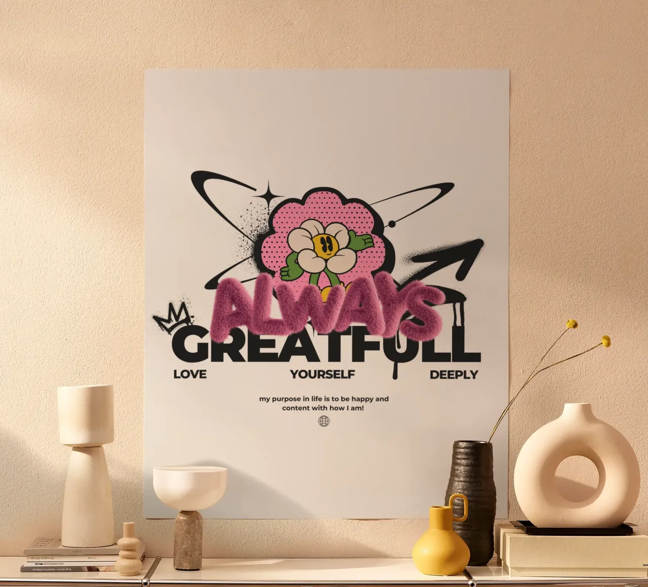 ALWAYS GREATFULL poster con telaio in alluminio da Einfach Uebel