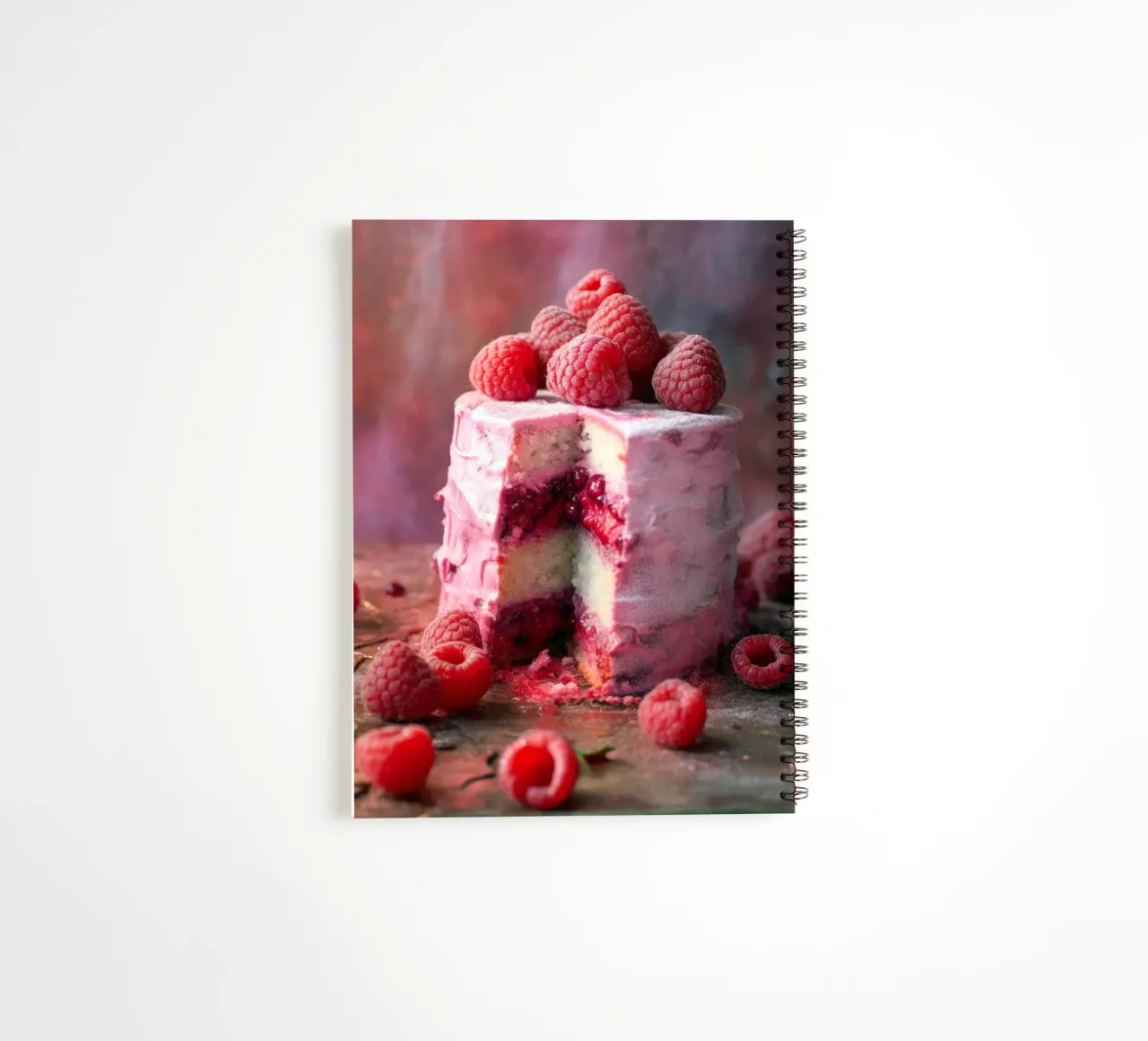 Sweet raspberry cake spiral notebook by Justyna Jaszke JBJart
