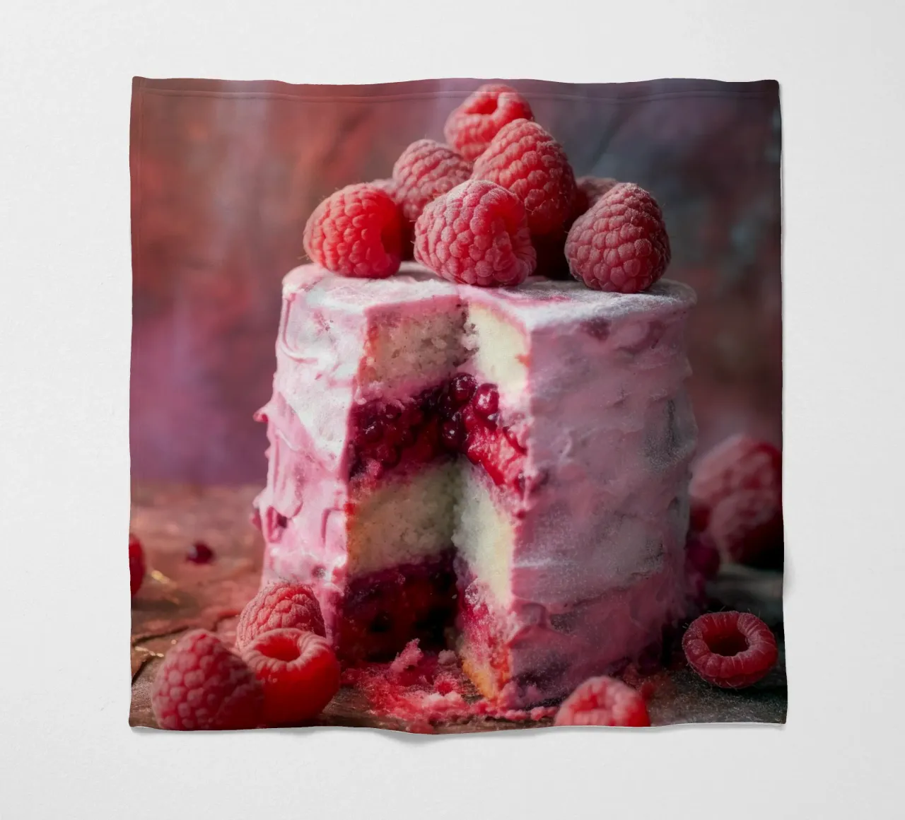 Sweet raspberry cake fleece blanket by Justyna Jaszke JBJart
