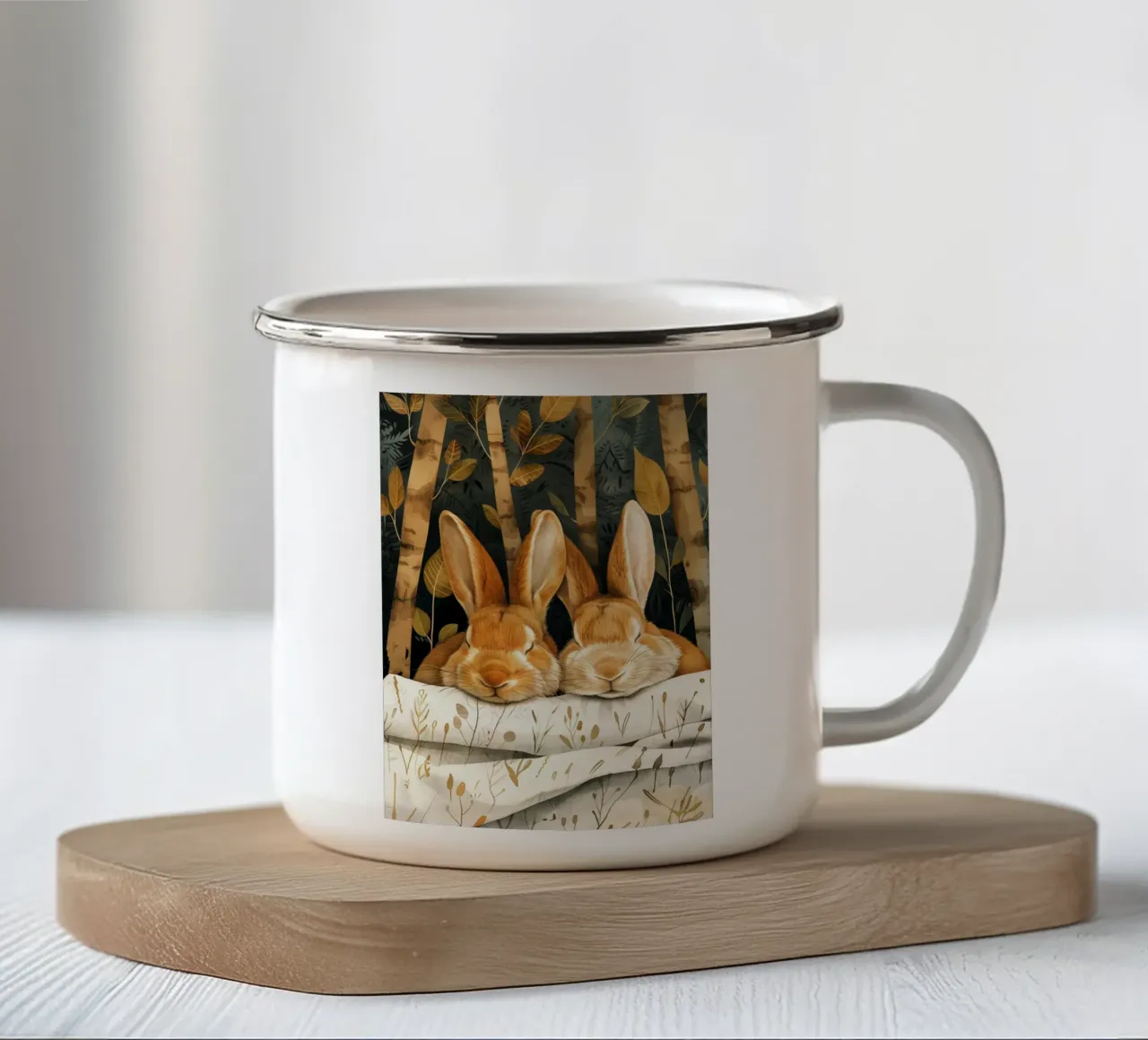Conigli divertenti arte animale tazza in smalto da Justyna Jaszke JBJart