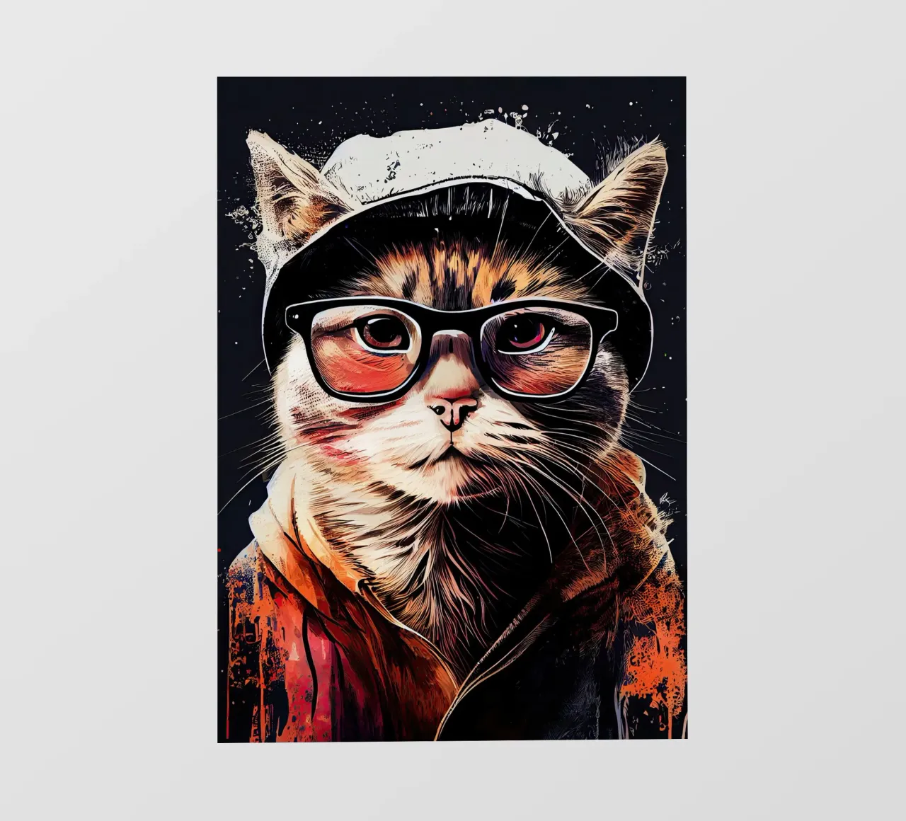 Gatto hipster Ruby animal art telo in pvc da Justyna Jaszke JBJart