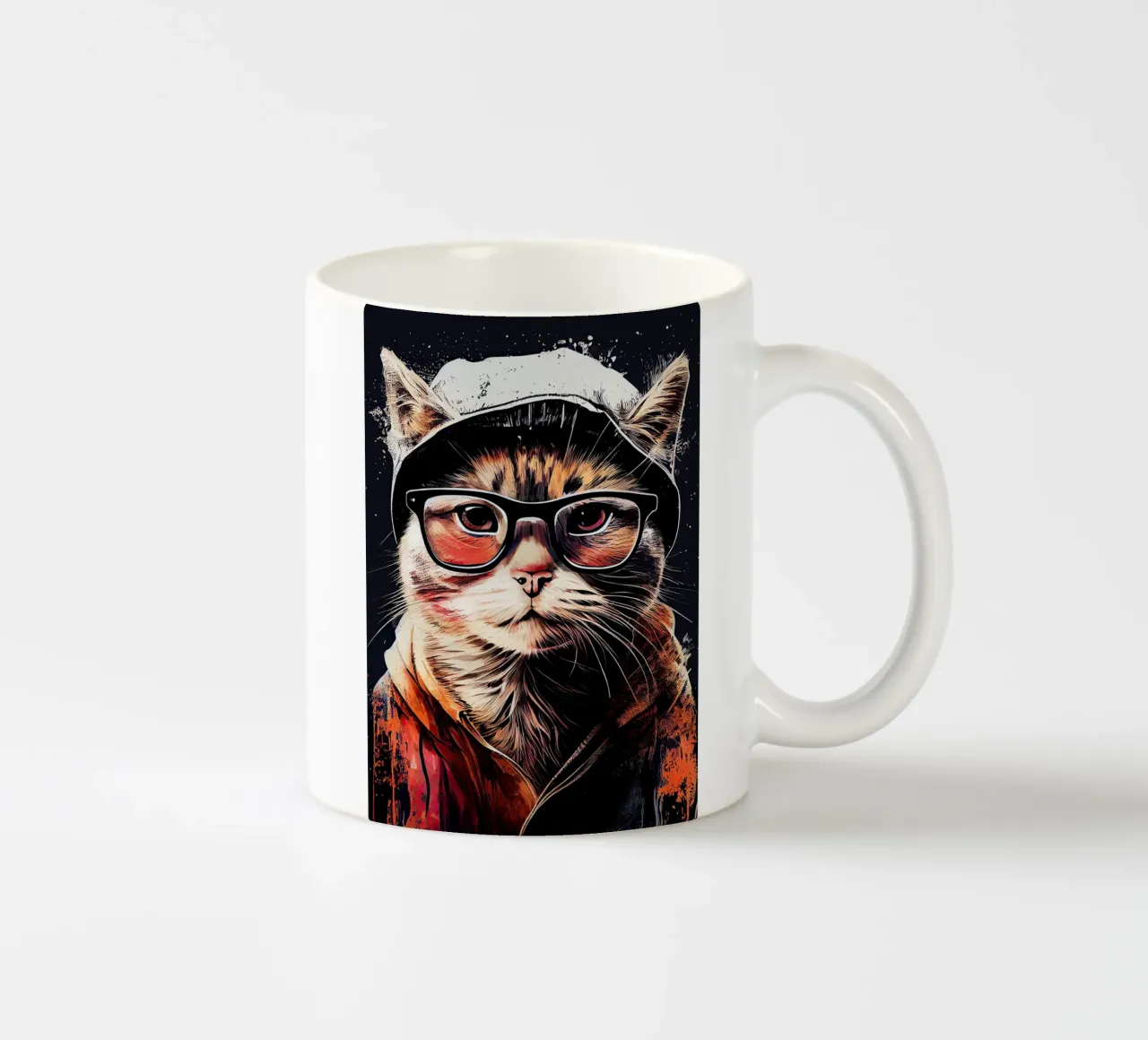 Gatto hipster Ruby animal art tazza in ceramica da Justyna Jaszke JBJart
