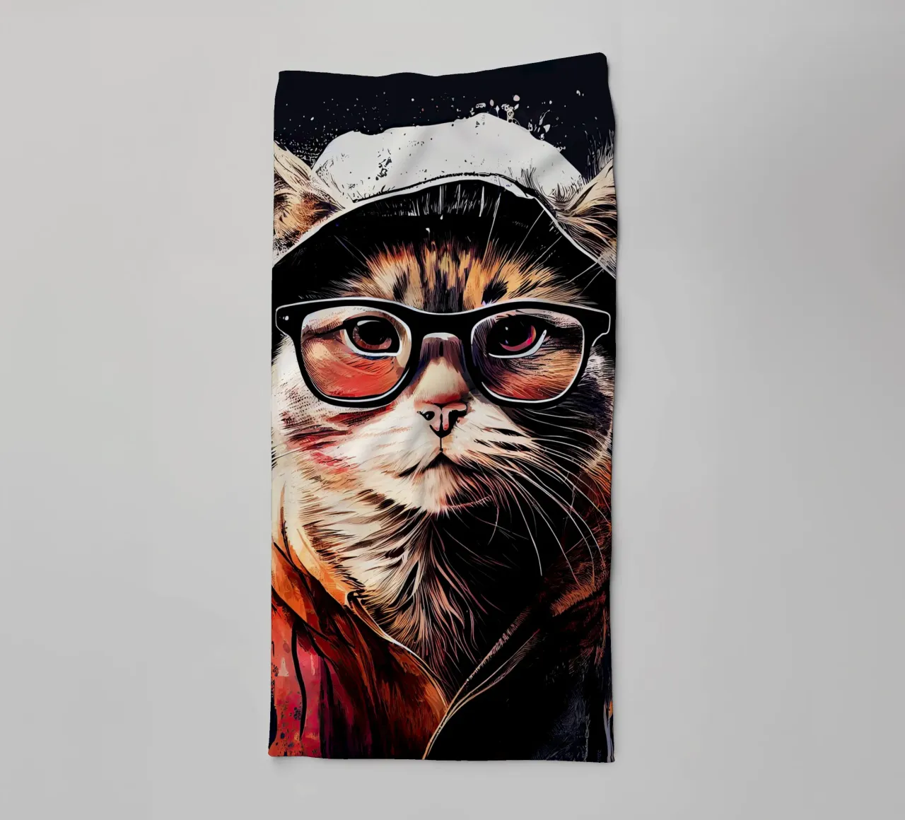 Hipster kat Ruby dierenkunst badhanddoek van Justyna Jaszke JBJart