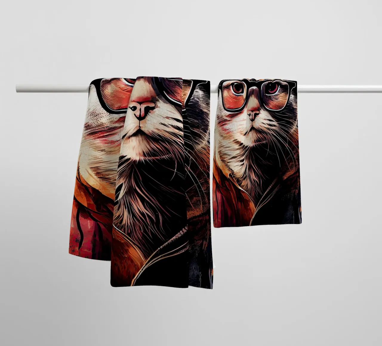 Hipster kat Ruby dierenkunst badhanddoek van Justyna Jaszke JBJart