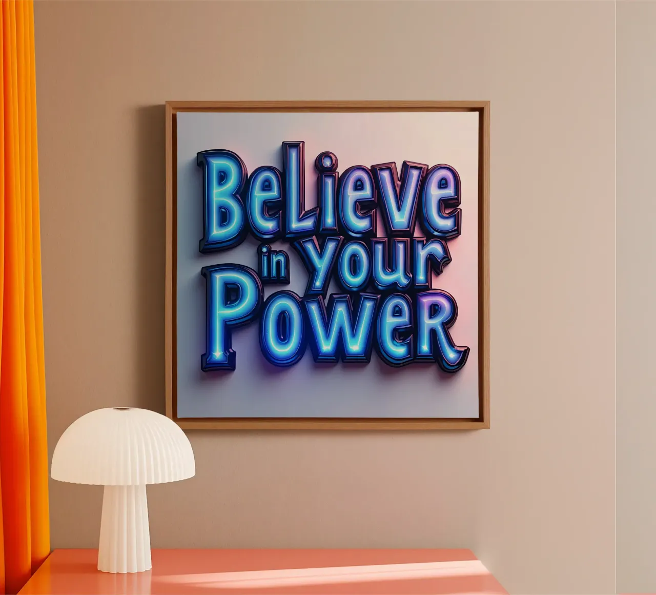 Cree en tu poder lienzo con Marco flotante de inspirational quote