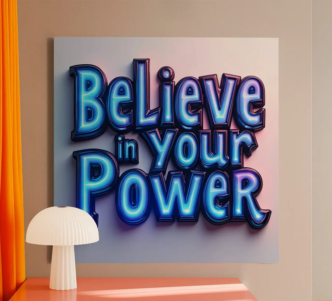 Cree en tu poder lienzo con Marco flotante de inspirational quote