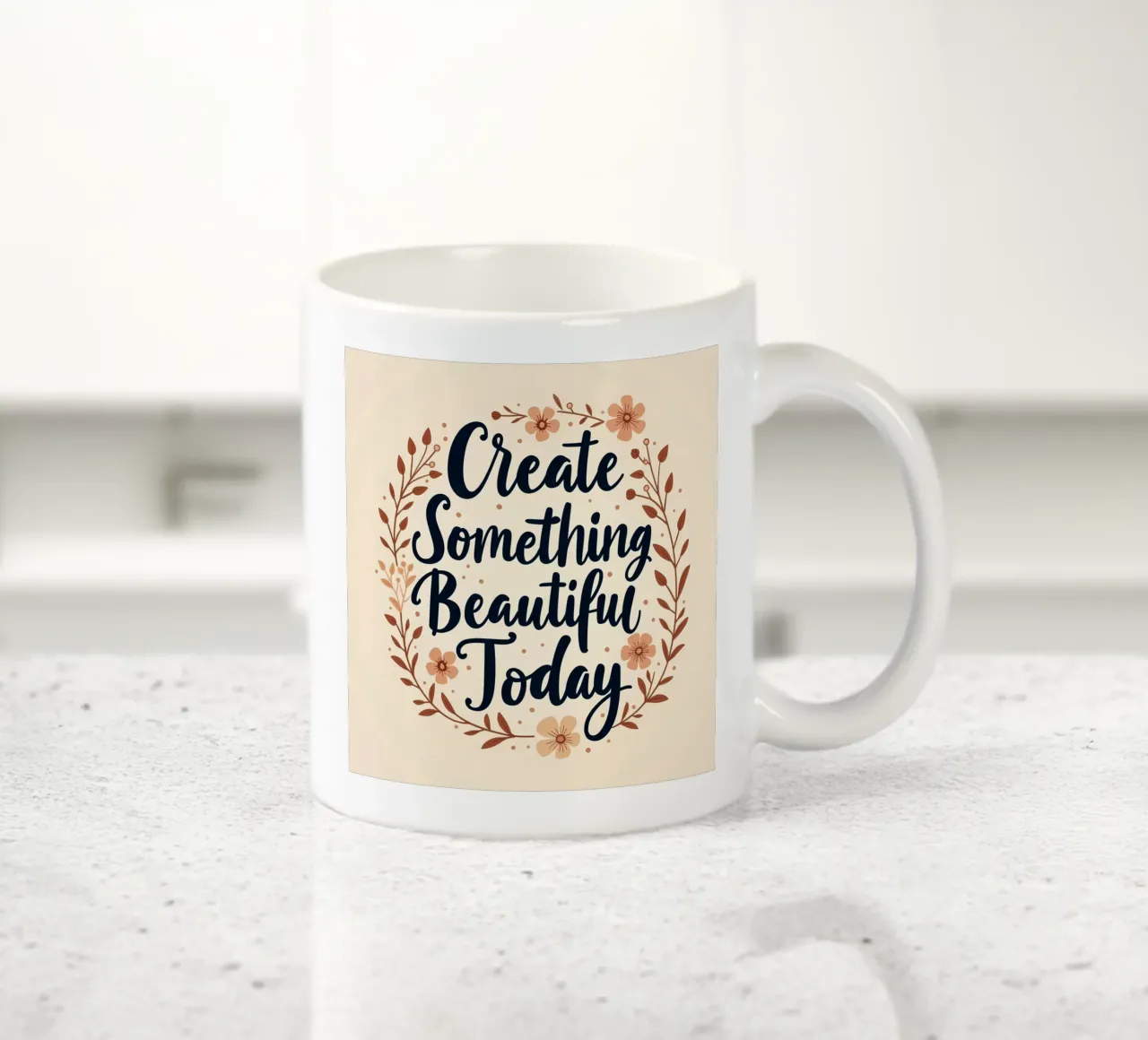 Create Something Beautiful Today ceramic mug by inspirational quote