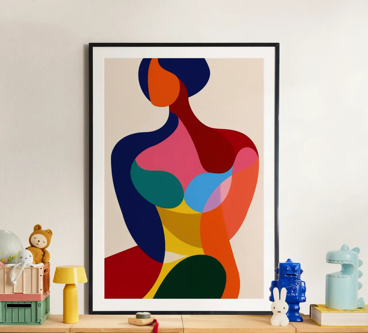 Donna astratta di Matisse-Picasso poster con telaio in alluminio da Autofocus