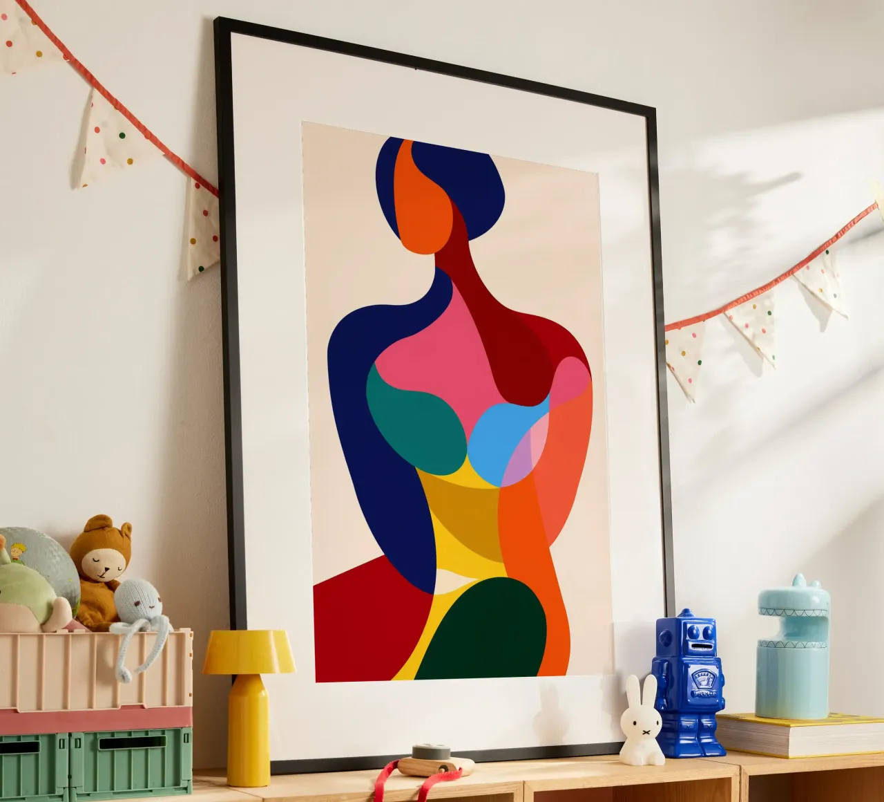 Donna astratta di Matisse-Picasso poster con telaio in alluminio da Autofocus