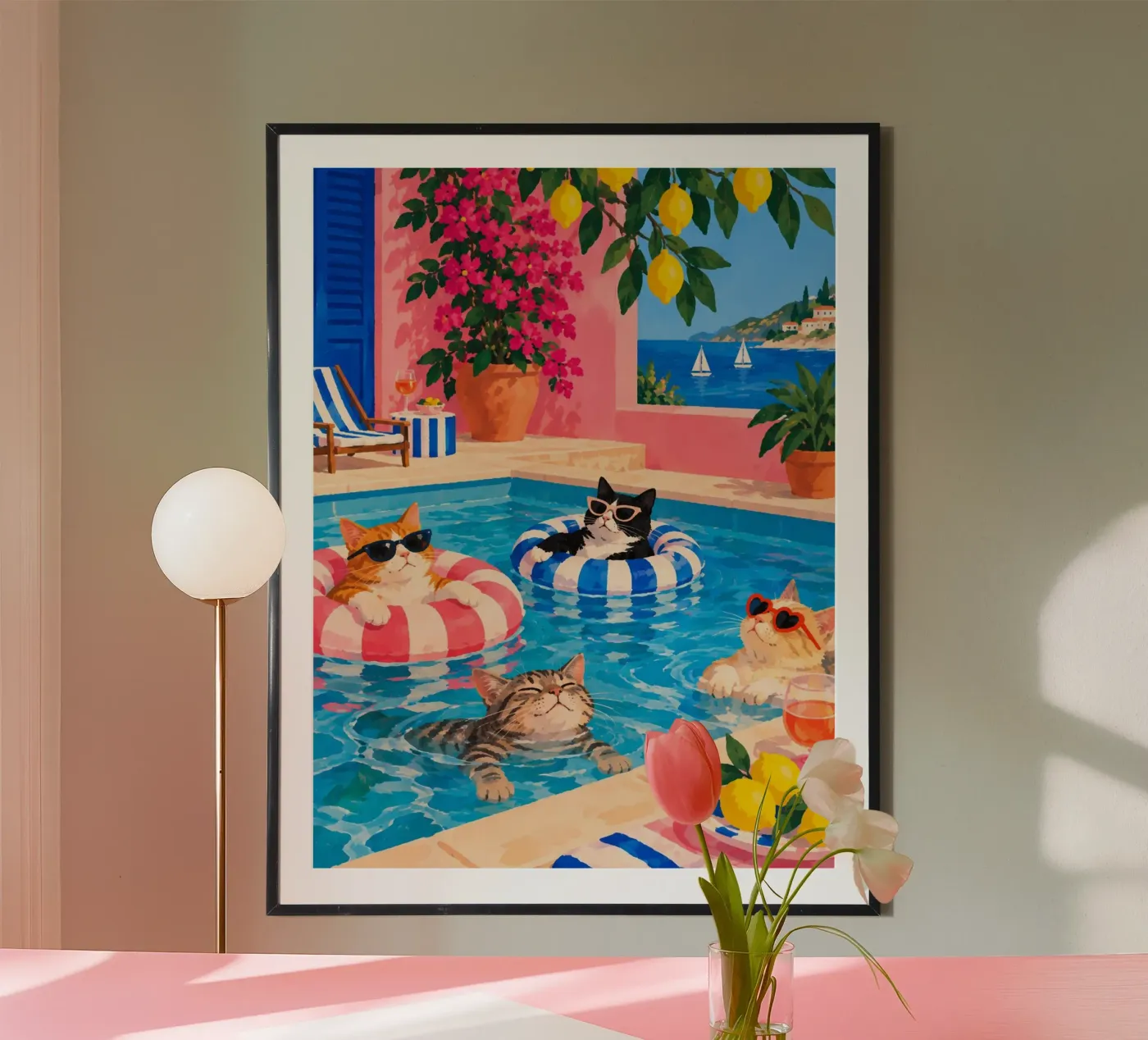 pool cats poster van fineartko