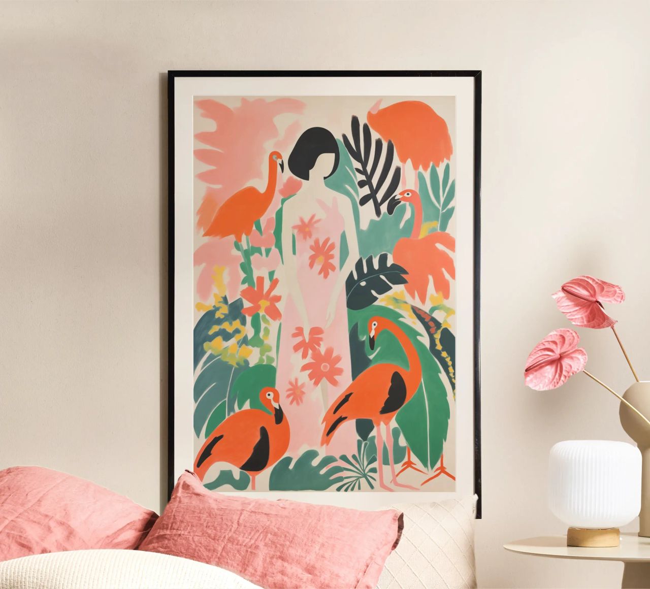Matisse Femme dans un jardin de flamants roses poster de Autofocus