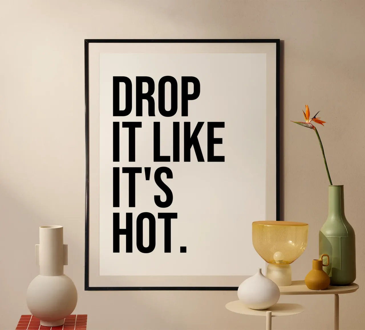 Laisser tomber comme une citation poster avec cadre en bois de Paigaam Studio