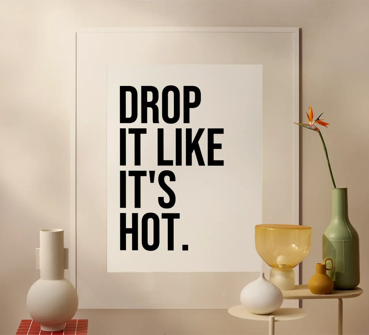 Laisser tomber comme une citation poster avec cadre en bois de Paigaam Studio