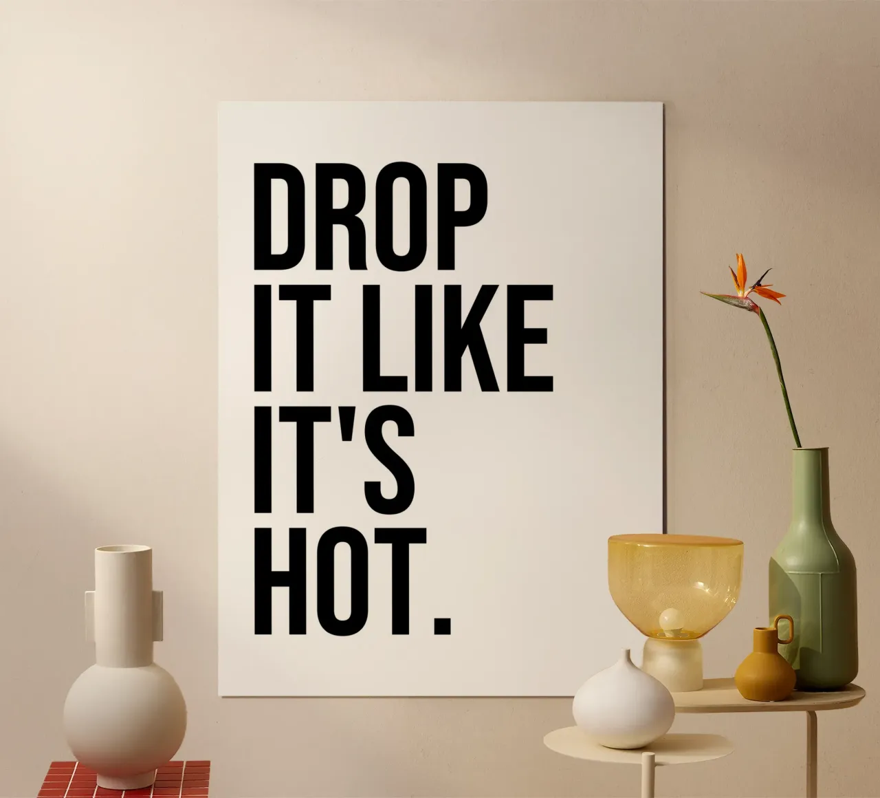 Laisser tomber comme une citation poster avec cadre en bois de Paigaam Studio