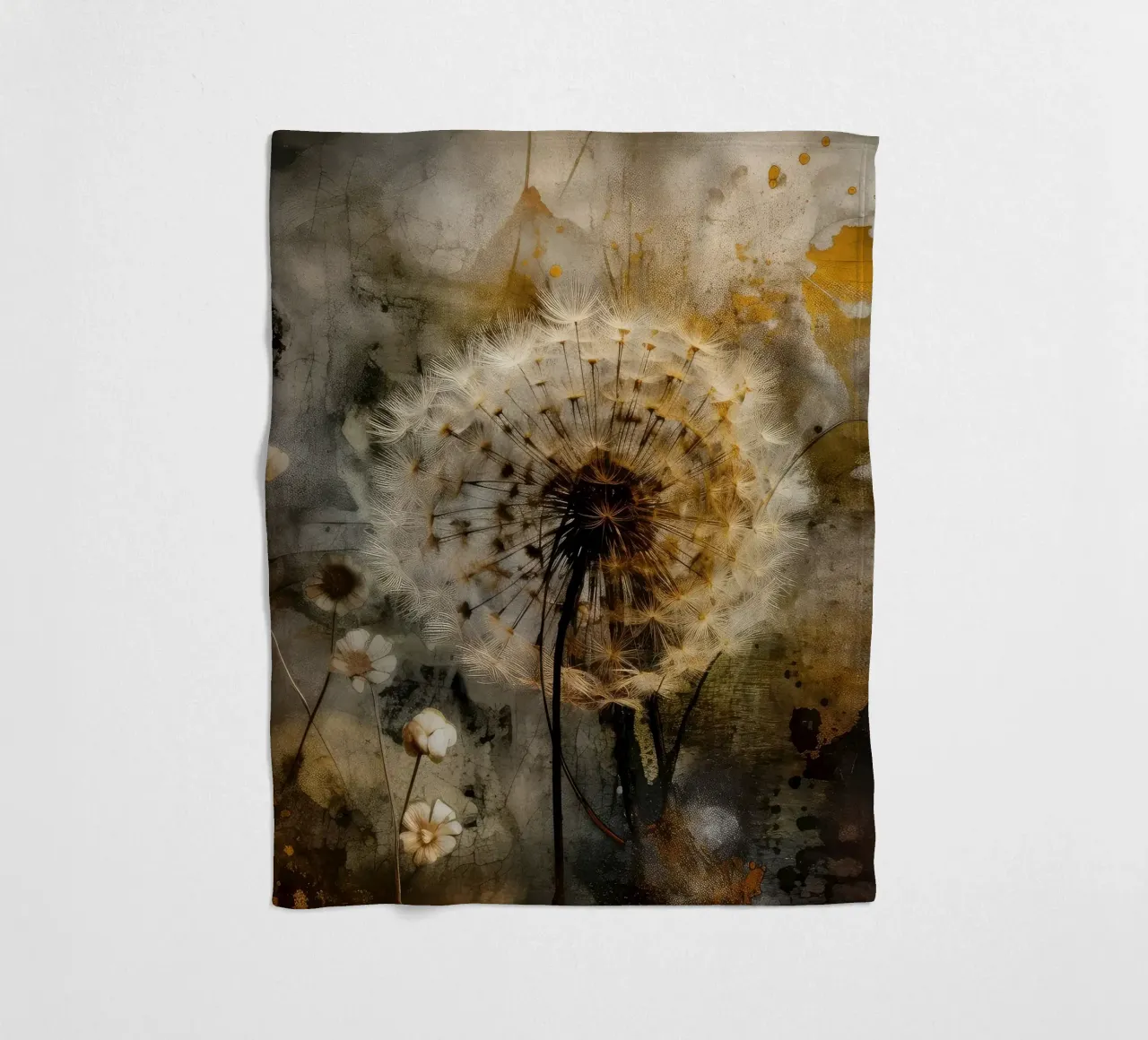 Luminous Dandelion fleece blanket by Modern Muse