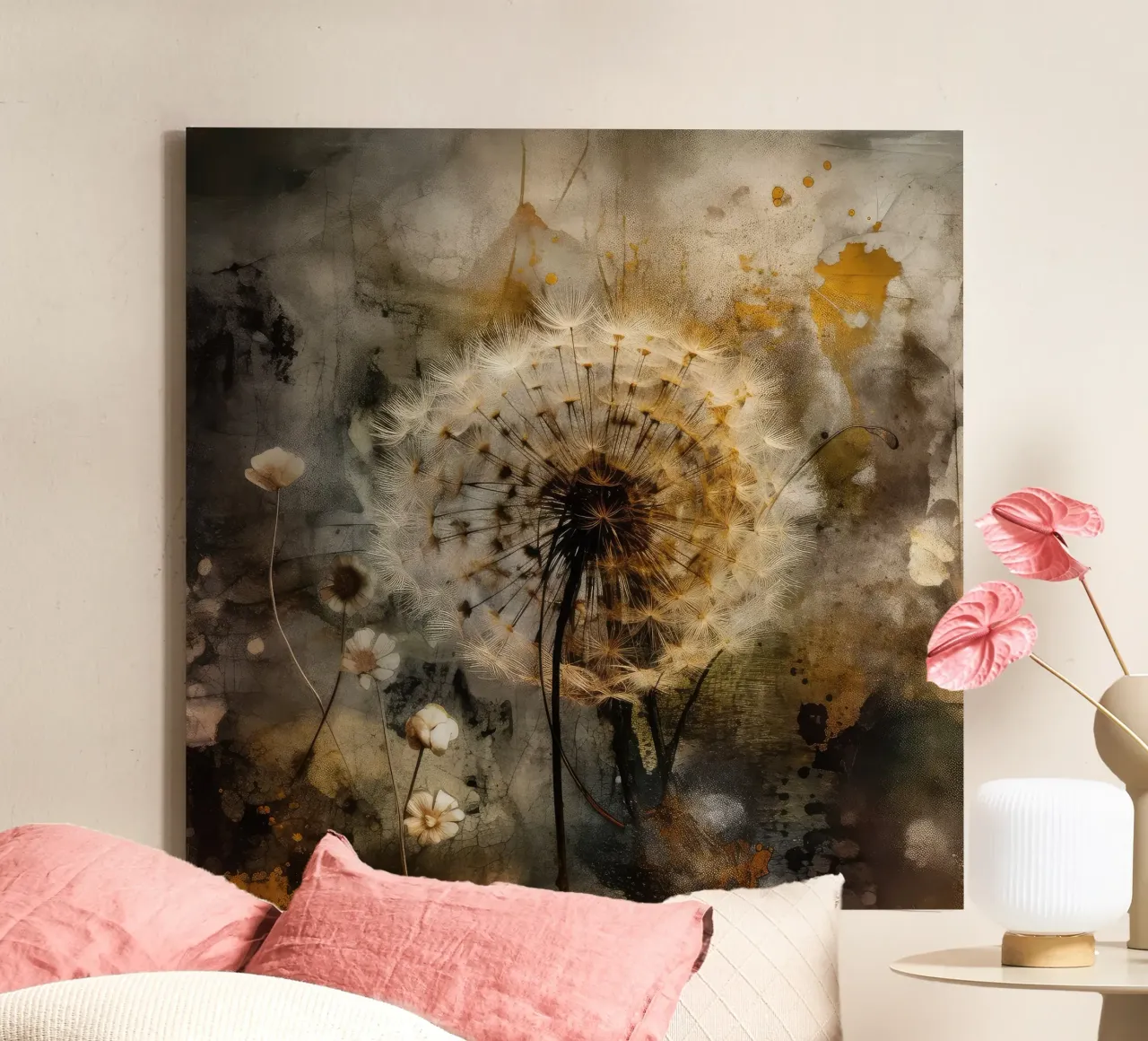 Luminous Dandelion canvas with Floater frame by Modern Muse