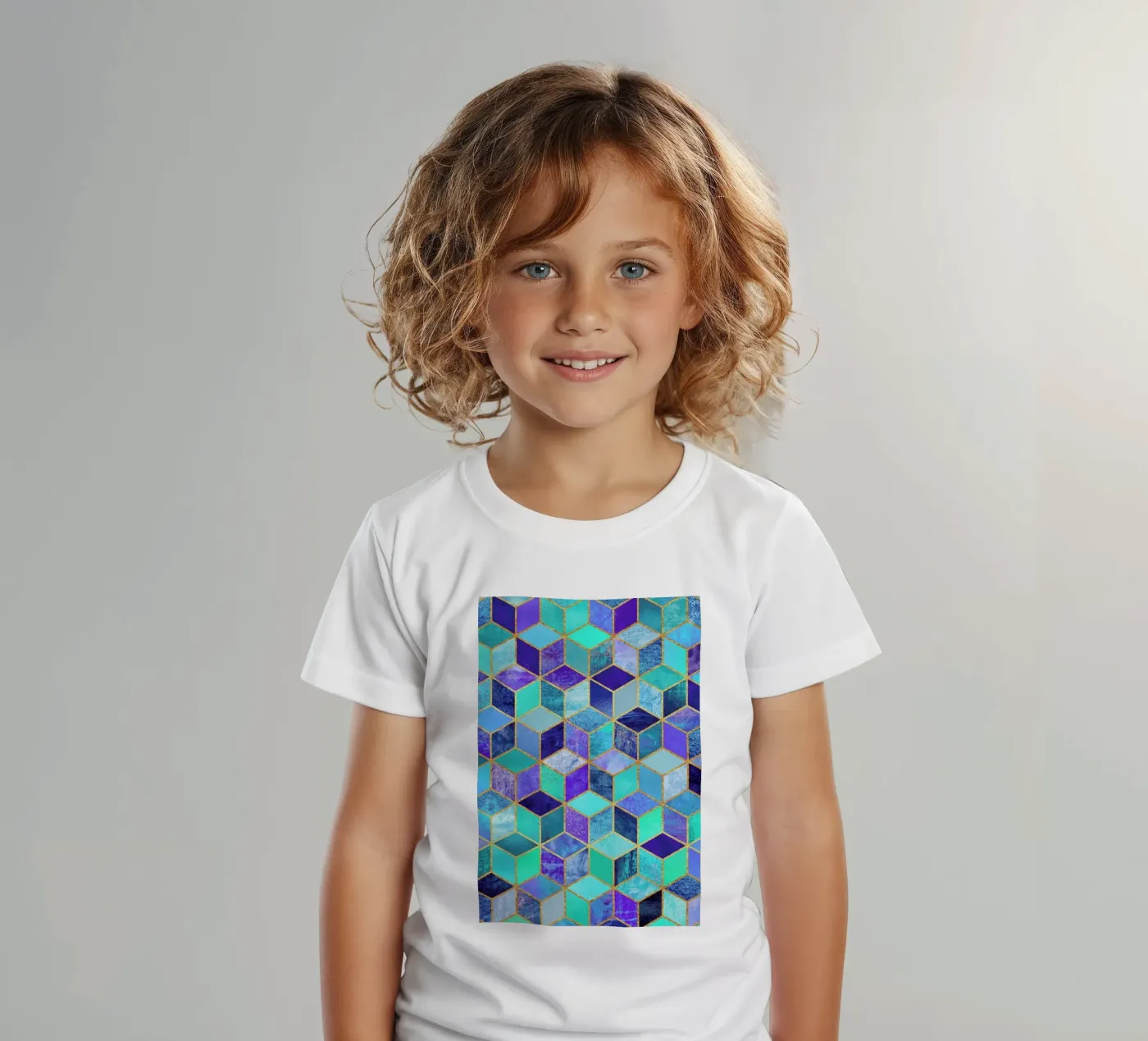Blue Cubes t-shirt bambini da Elisabeth Fredriksson