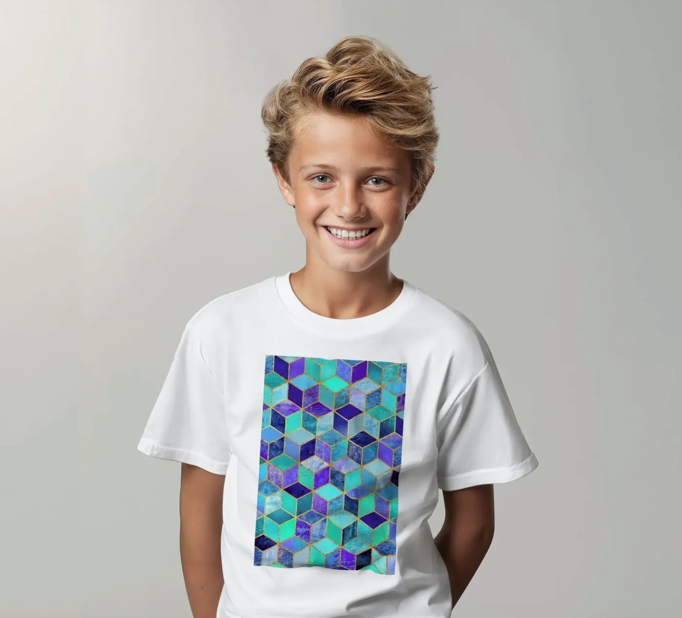 Blue Cubes t-shirt bambini da Elisabeth Fredriksson