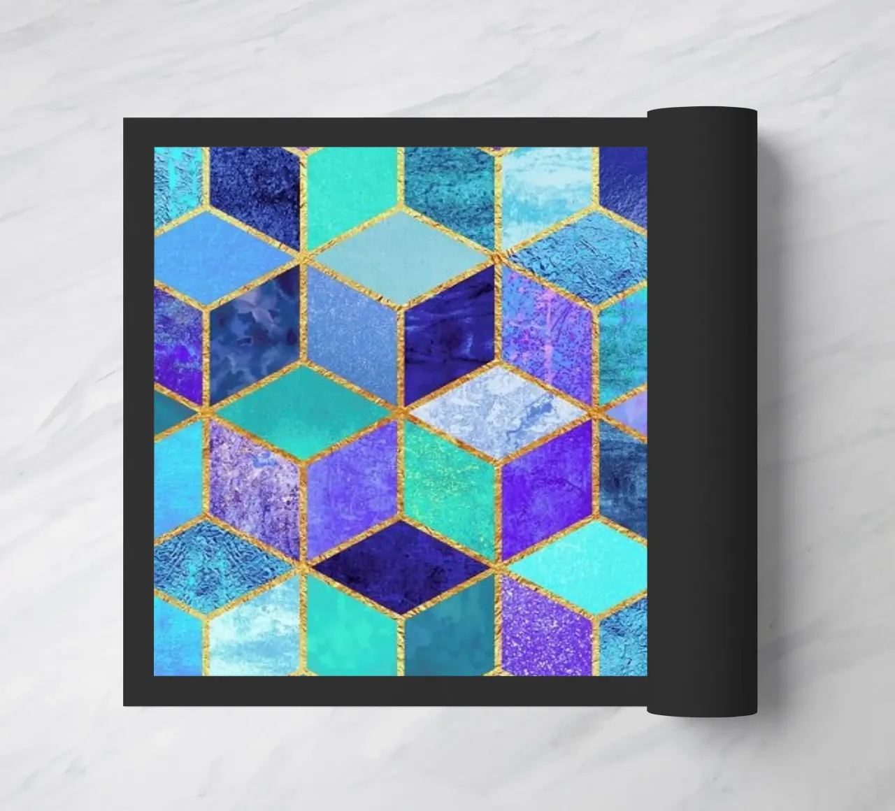 Blue Cubes deurmat van Elisabeth Fredriksson