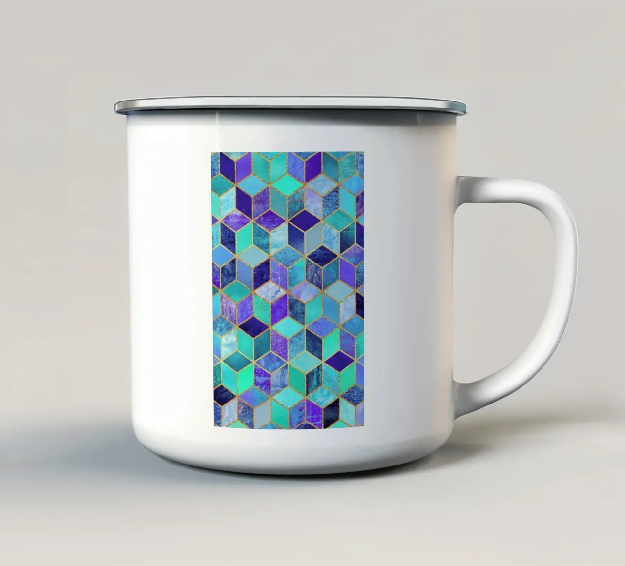 Blue Cubes tazza in smalto da Elisabeth Fredriksson