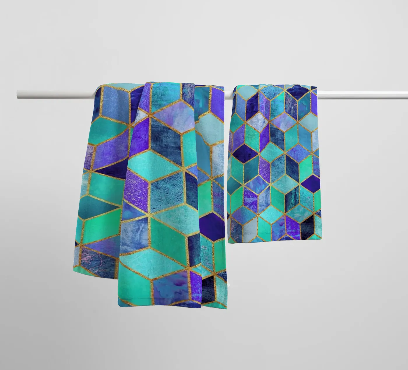 Blue Cubes badhanddoek van Elisabeth Fredriksson