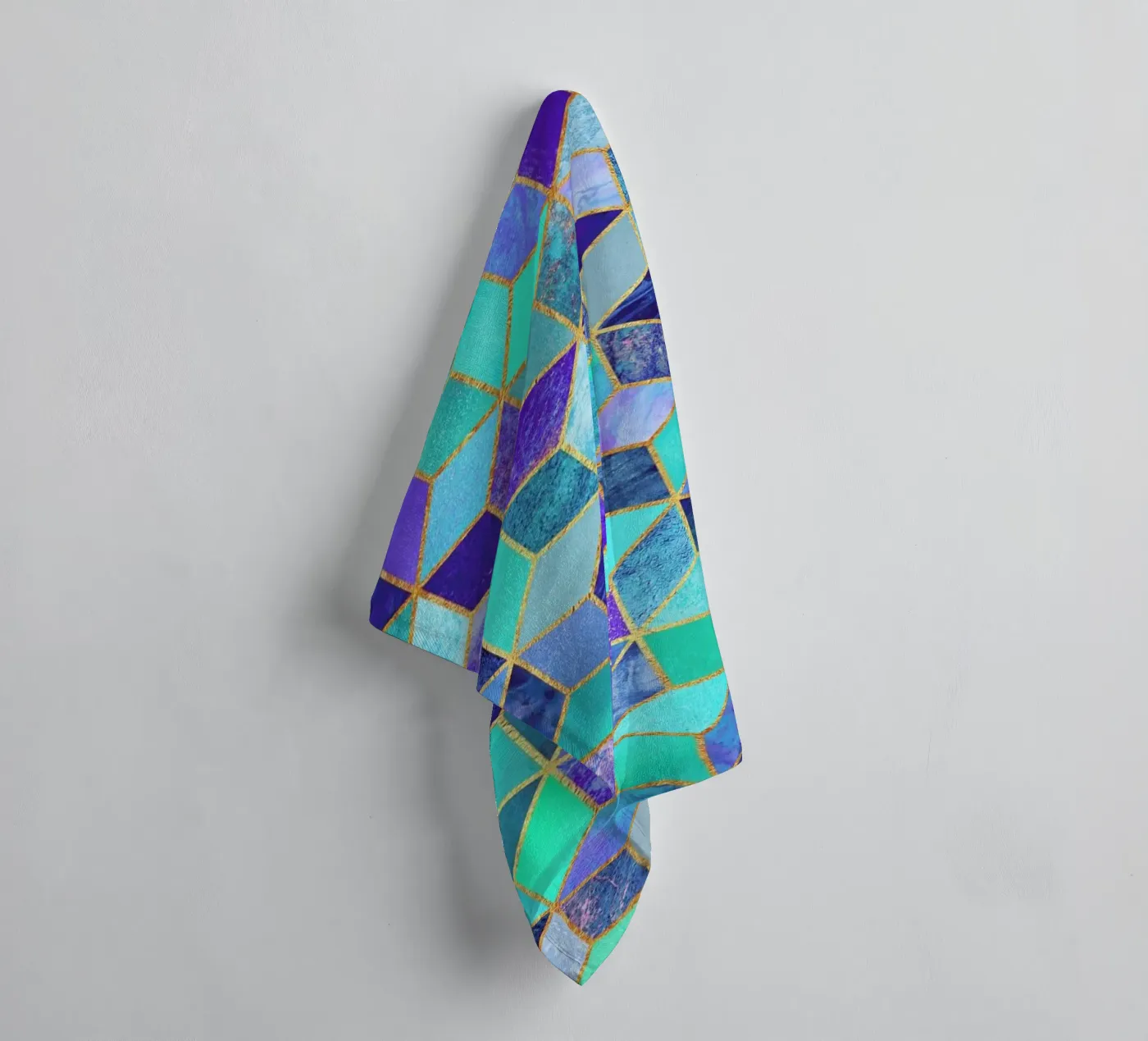 Blue Cubes badhanddoek van Elisabeth Fredriksson