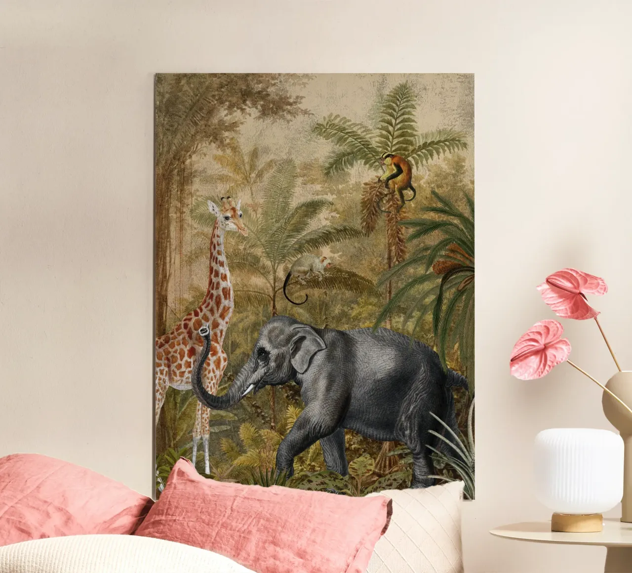 Paesaggio vintage della giungla africana con animali selvatici poster da Vintage World - Uta Naumann