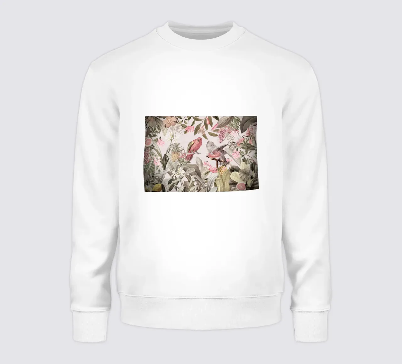Cacatua rosa in un paesaggio di giungla rosa da safari tropicale felpa da Vintage World - Uta Naumann