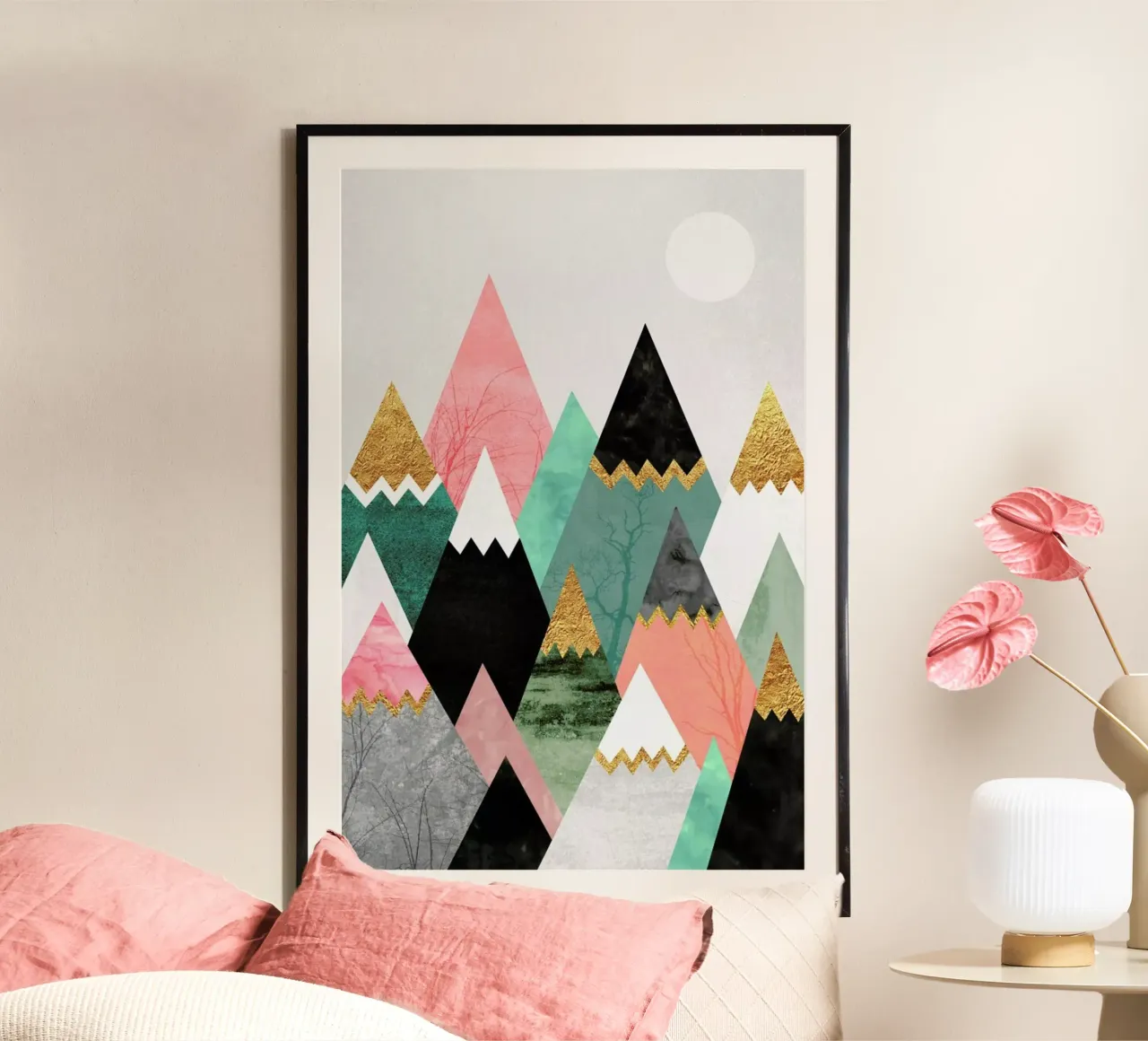 Pretty Mountains poster con telaio in legno da Elisabeth Fredriksson