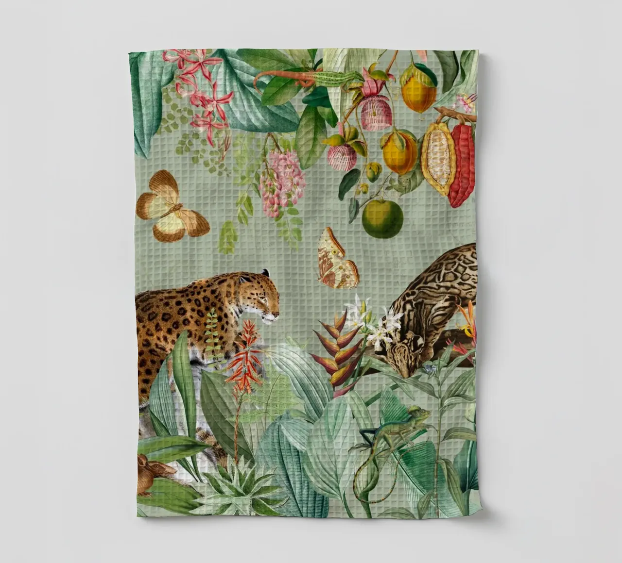 Exotic Jungle Wildlife- Landscape With Wild African Animals tea towel by Vintage World - Uta Naumann