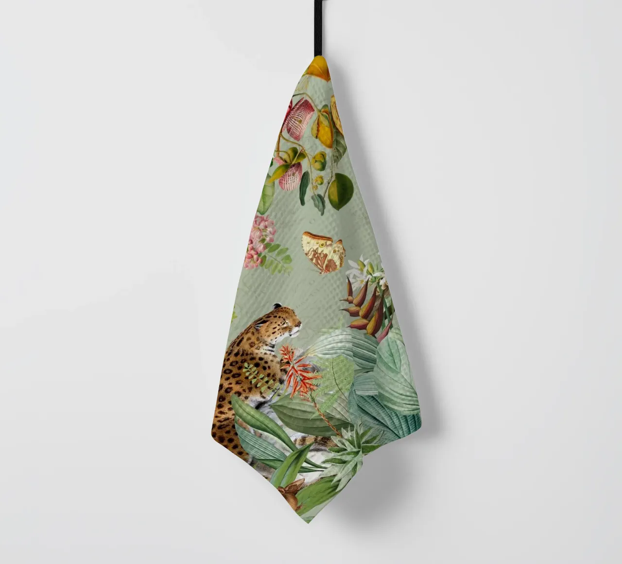 Exotic Jungle Wildlife- Landscape With Wild African Animals tea towel by Vintage World - Uta Naumann