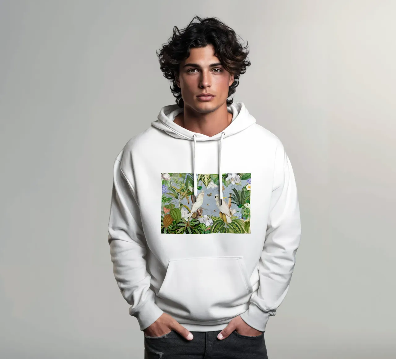 Cacatua bianchi Vita selvatica tropicale Vita esotica della giungla felpa con cappuccio da Vintage World - Uta Naumann
