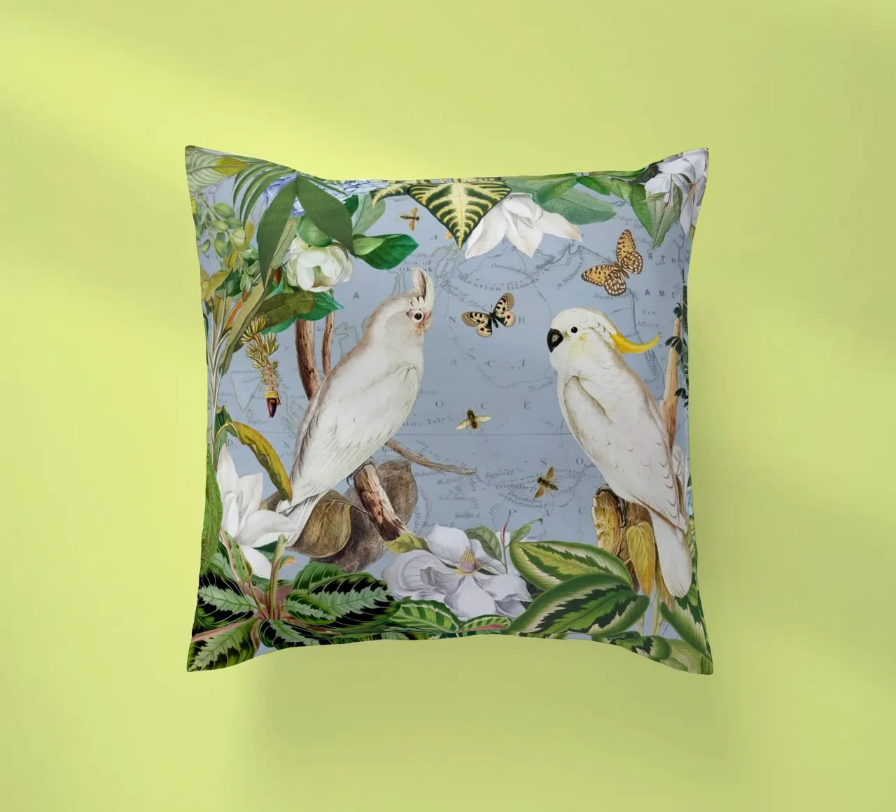 Cacatua bianchi Vita selvatica tropicale Vita esotica della giungla cuscino da Vintage World - Uta Naumann