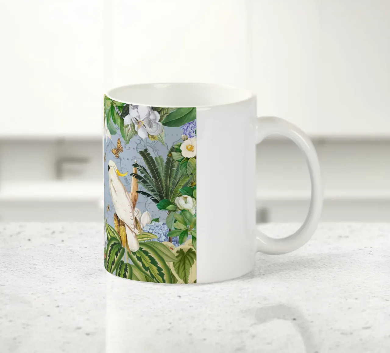 Cacatua bianchi Vita selvatica tropicale Vita esotica della giungla tazza in ceramica da Vintage World - Uta Naumann