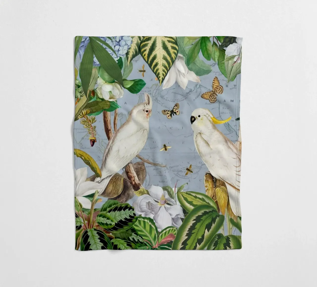Cacatua bianchi Vita selvatica tropicale Vita esotica della giungla coperta in pile da Vintage World - Uta Naumann