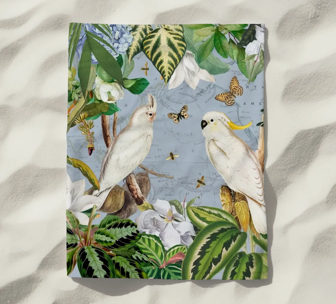 Cacatua bianchi Vita selvatica tropicale Vita esotica della giungla telo mare da Vintage World - Uta Naumann
