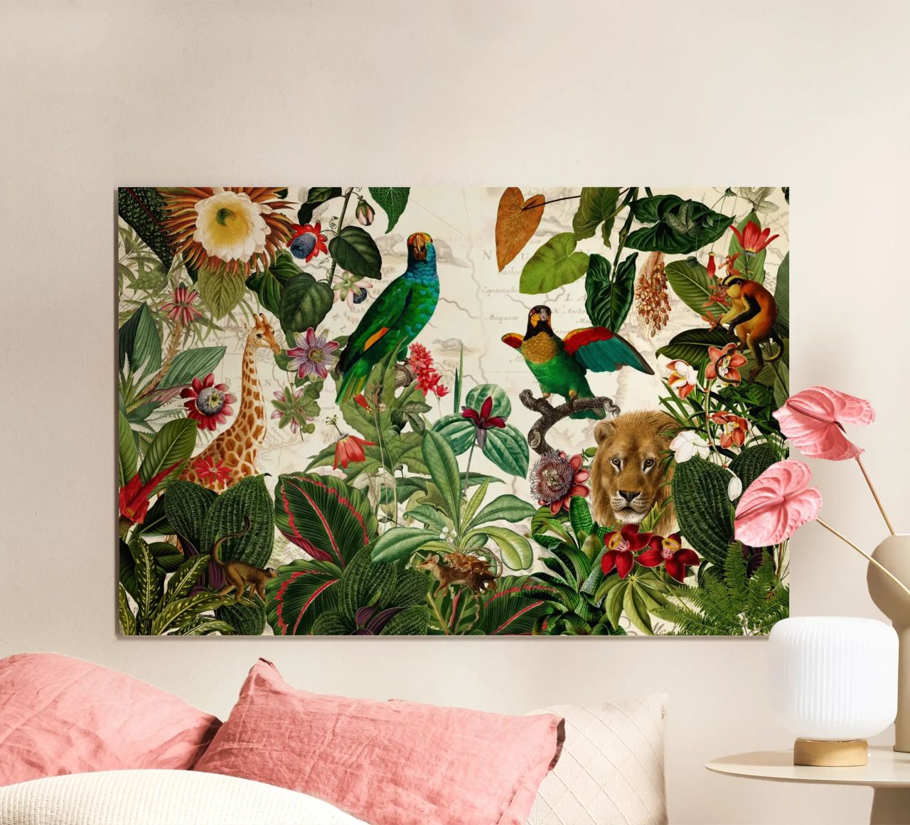 Tropische wilde dieren Jungle Safari landschap poster van Vintage World - Uta Naumann