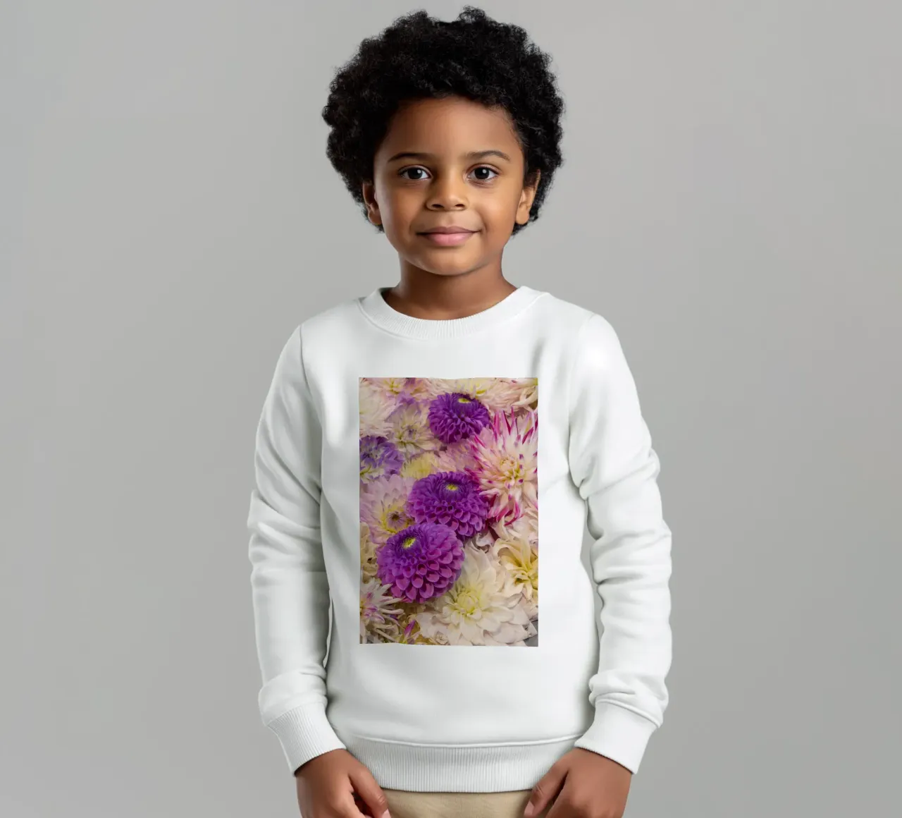 Una danza di dalie: Dalie rosa e viola felpa bambino da Curious Collections by Marielle Leenders