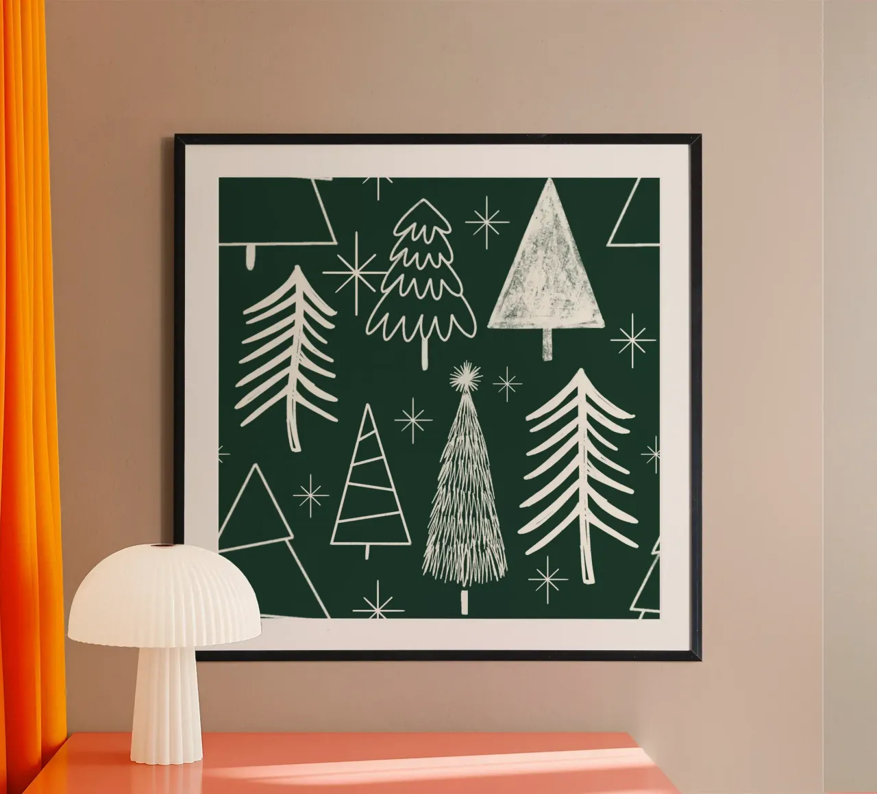 Albero di Natale - Albero sempreverde - Pino - Verde poster con telaio in plastica da susanacosta