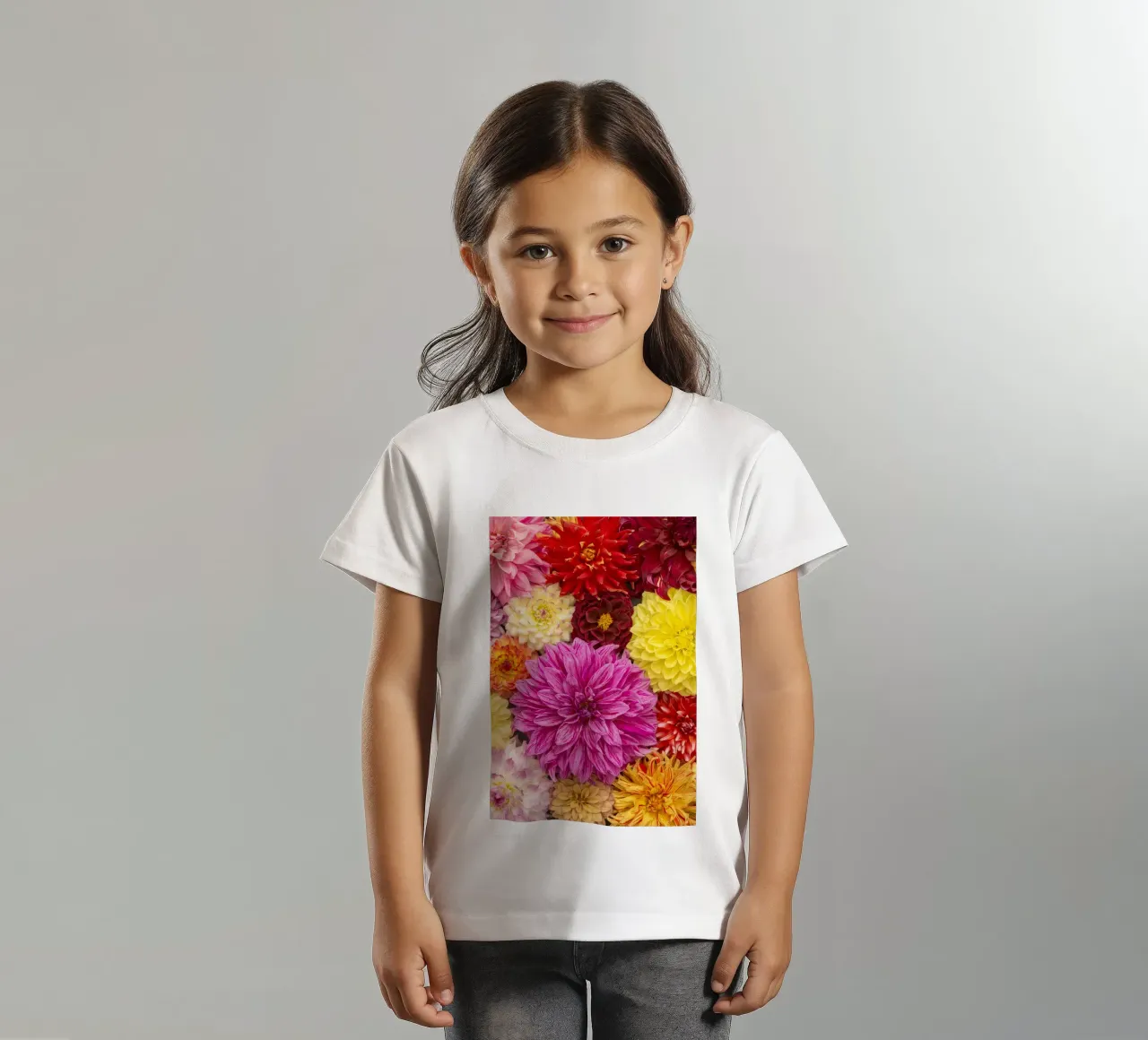 Un caleidoscopio di bellezza: Dalie miste t-shirt bambini da Curious Collections by Marielle Leenders