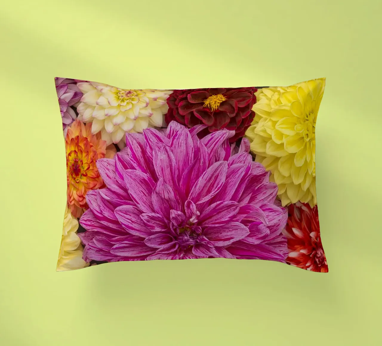 Un caleidoscopio di bellezza: Dalie miste cuscino da Curious Collections by Marielle Leenders