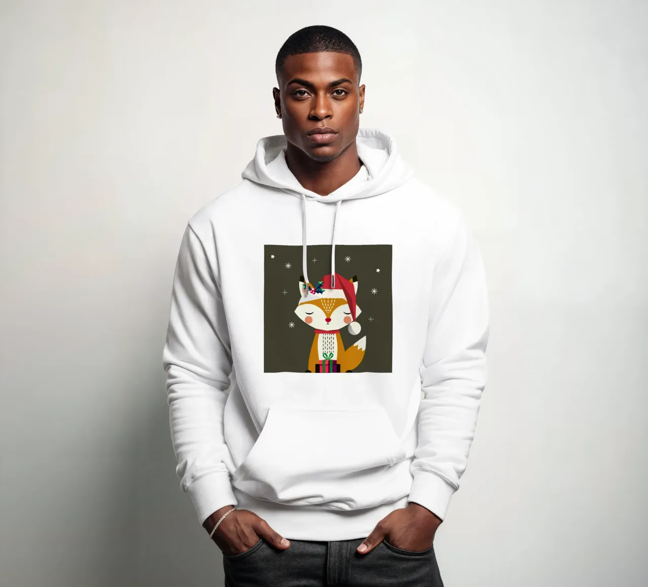 Simpatica volpe con cappello e regalo di Natale felpa con cappuccio da namosh