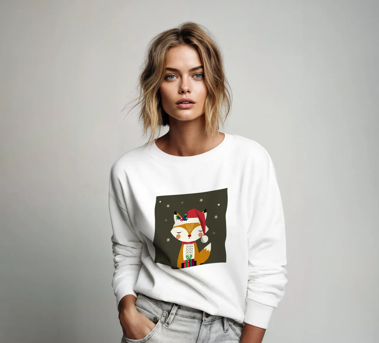 Simpatica volpe con cappello e regalo di Natale felpa da namosh