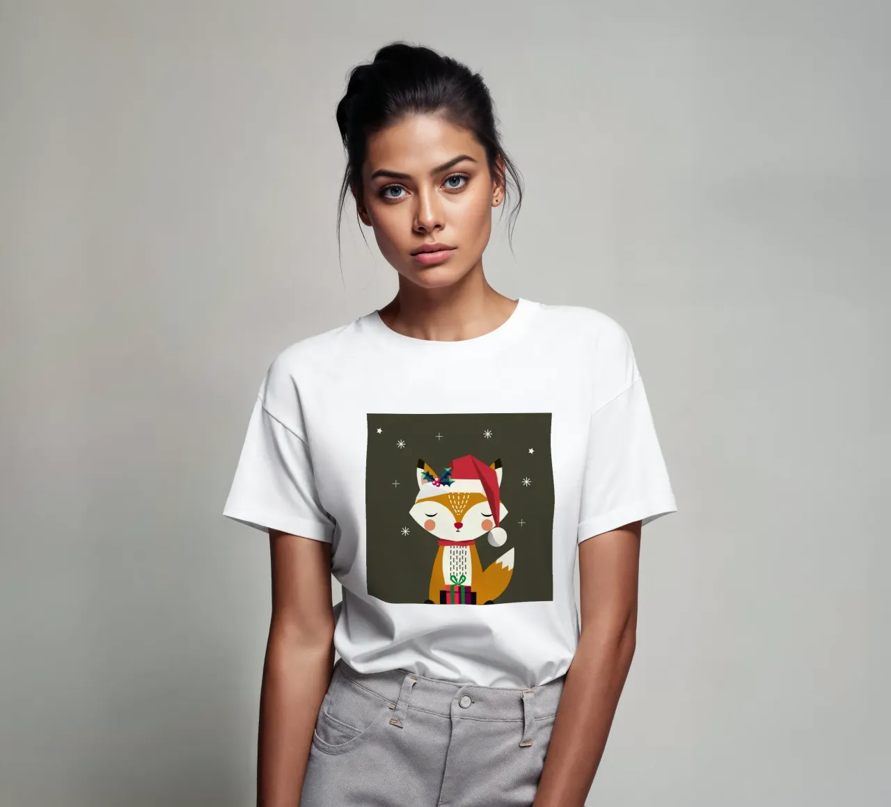 Simpatica volpe con cappello e regalo di Natale t-shirt da namosh