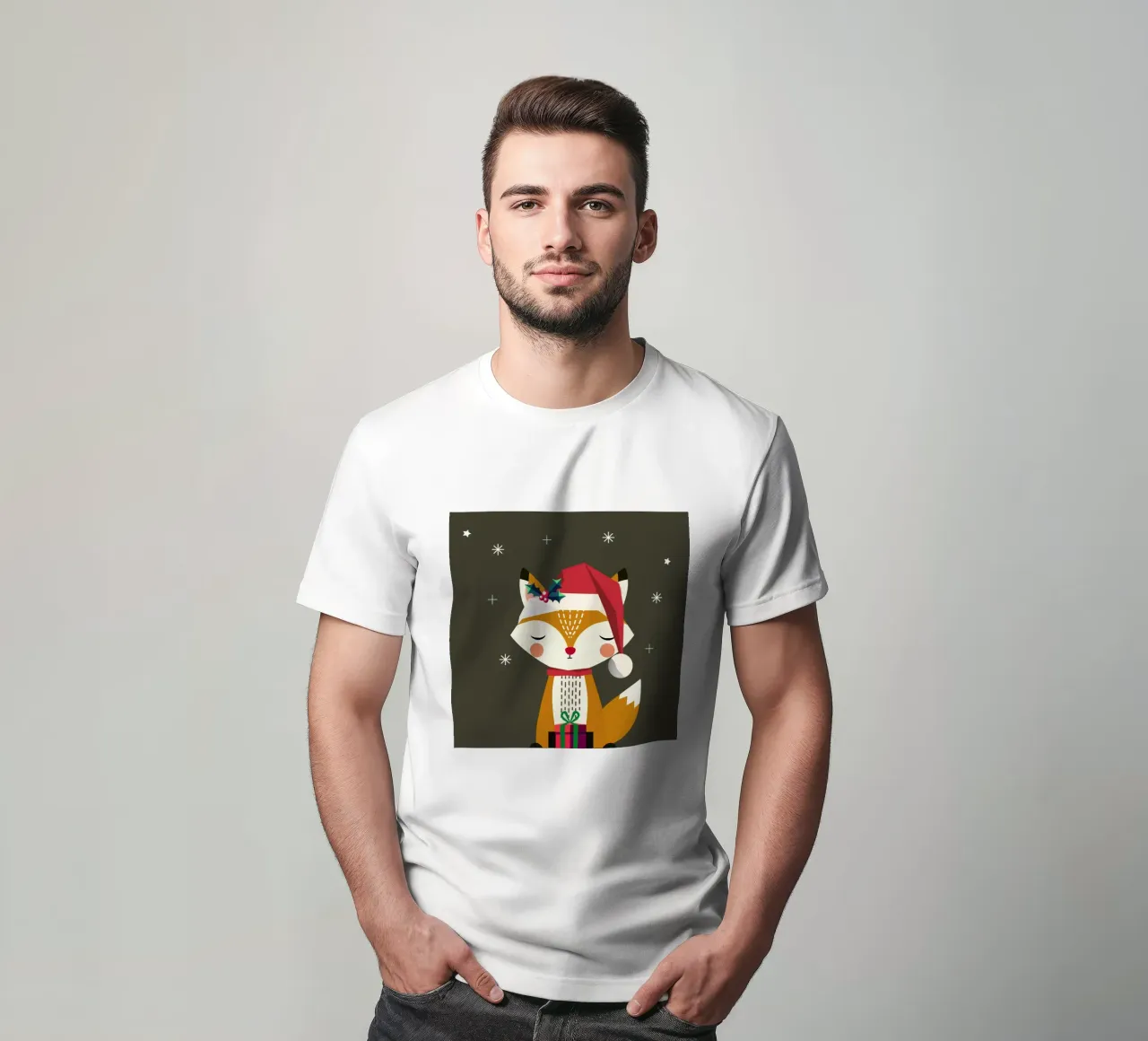 Simpatica volpe con cappello e regalo di Natale t-shirt da namosh